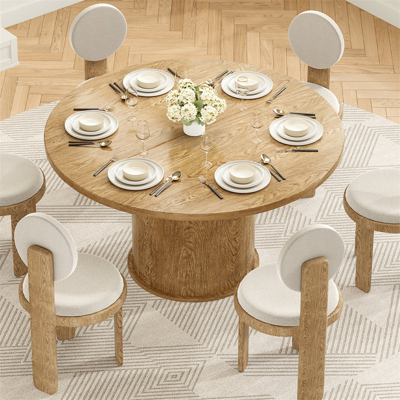 43.3'' Round Pedestal Dining Table, Walnut