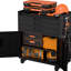 Armoire à outils mobile de 34,87 po de hauteur, conception en métal noir avec tablette réglable, glissières de tiroir silencieuses et 4 étagères pivotantes robustes de 34,3 po, 3 tiroirs, 2 compartiments verrouillables