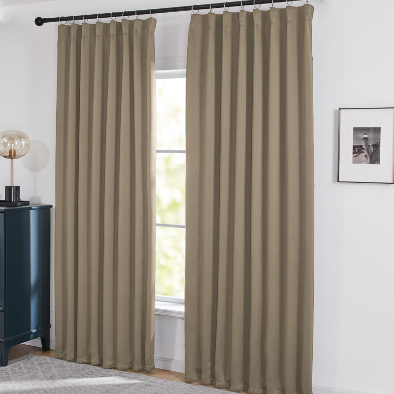  Back Tab Thermal Insulated Blackout Curtains for Bedroom & Living Room, Privacy, Light Blocking, 2 Panels, Khaki