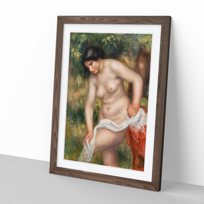 Bather Drying Herself Vol.2 by Pierre-Auguste Renoir - Picture Frame Painting, 65cm H x 48cm W x 2cm D, Walnut