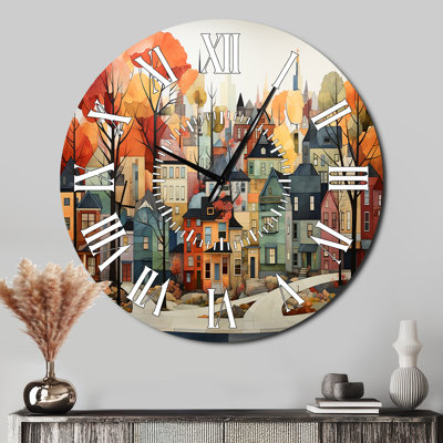 Horloge murale Autumn Vintage Orange Village - City New York