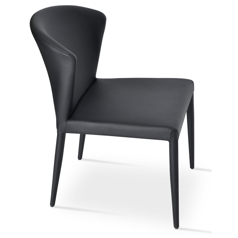 Capri Full Upholstered Stackable Chair, Black Faux Leather