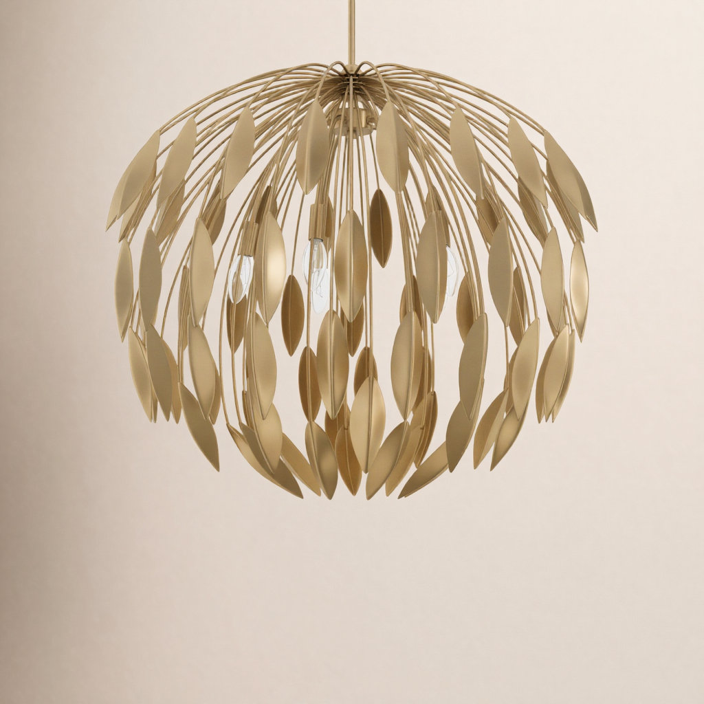 5 Light Dimmable Pendant, Gold