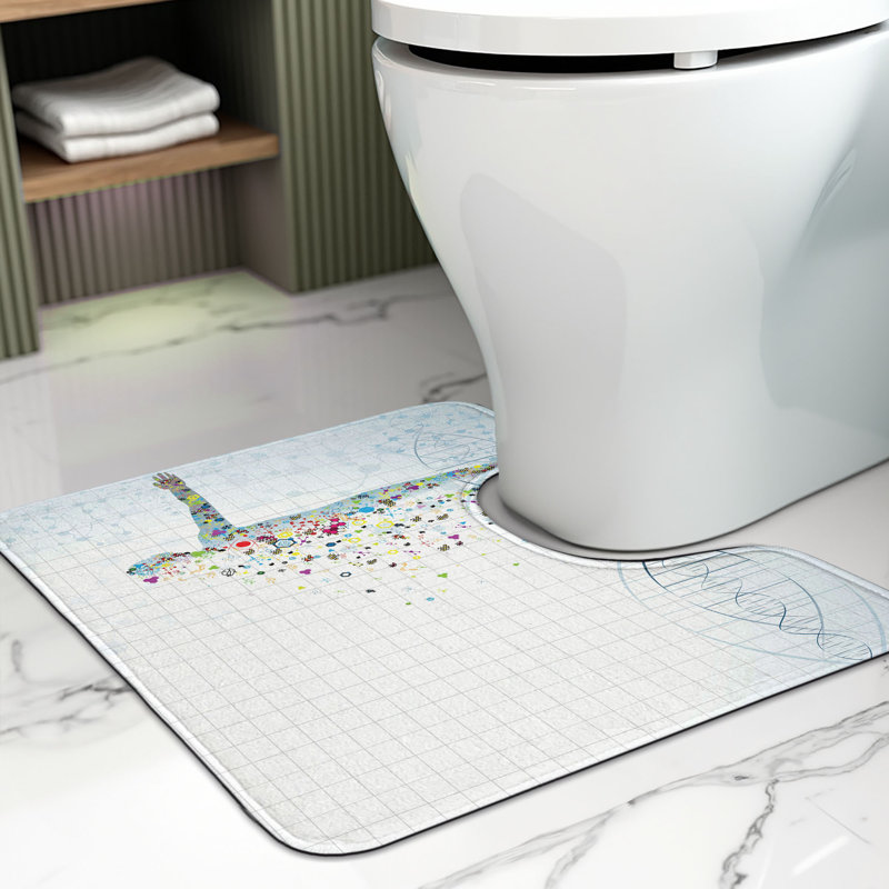  Tapis de salle de bain numérique en U 20 po x 16 po bleu pâle