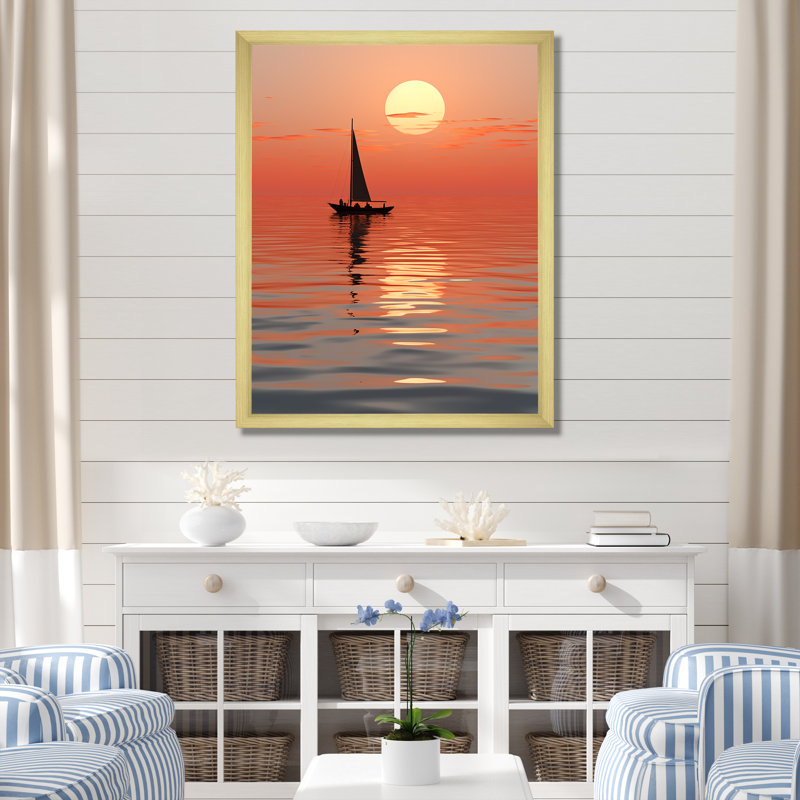 Coastal Sunset Serenity sur impression sur toile, H 40 po x l 30 po x P 1,5 po, Encadrement doré