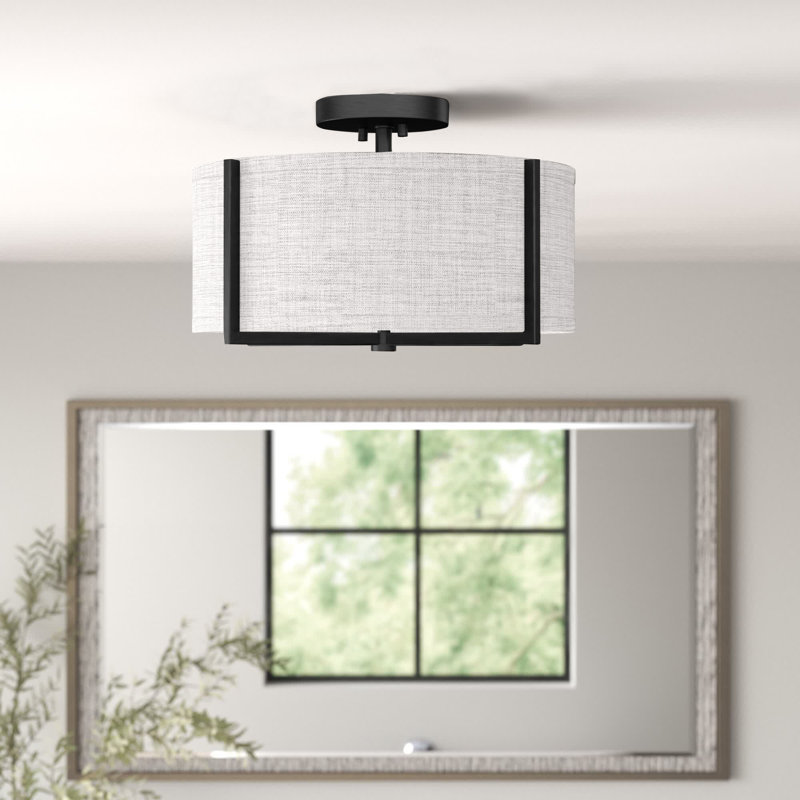 Axis 2-Light 14.5" Semi Flush Mount, Black, Off White