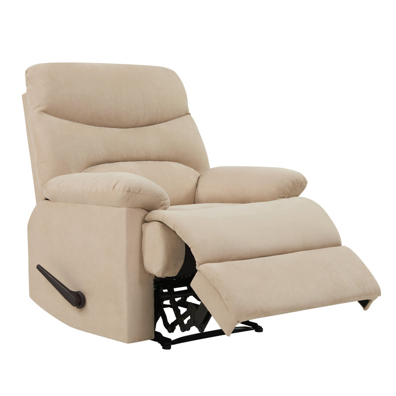 Rabon 34.8" W Microfiber Recliner, Khaki Microfiber/Microsuede