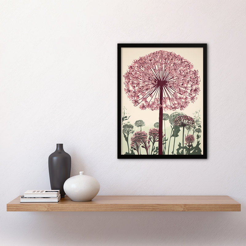 Akifah Allium Flower Blooms Pink Green Wildflower Spring - Single Picture Frame Print