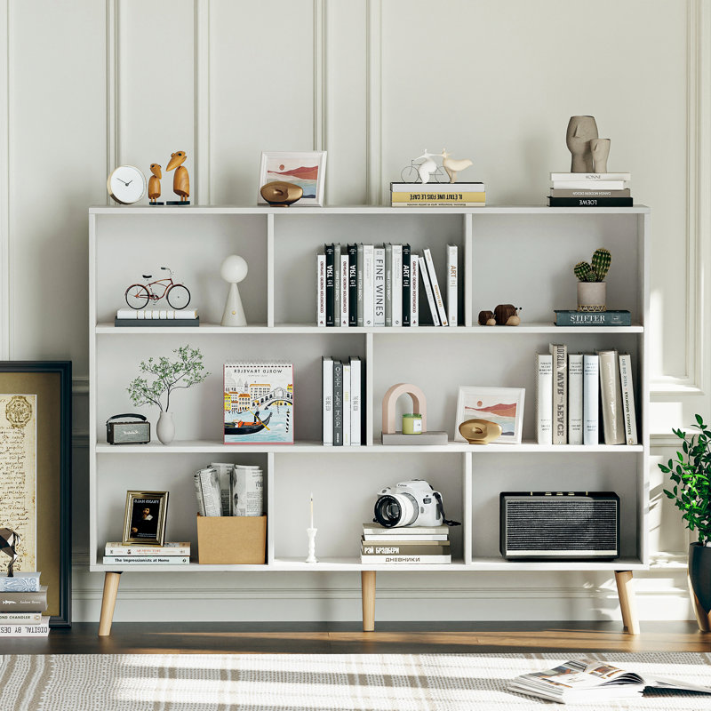 Bibliothèque Marlik, Blanc grandiose, (8 tablettes) H 42,5 po x l 55,1 po x P 9,4 po