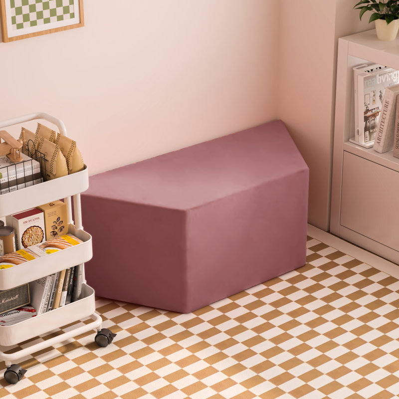 Repose-pieds géométrique en velours trapézoïdal interchangeable, Rose clair