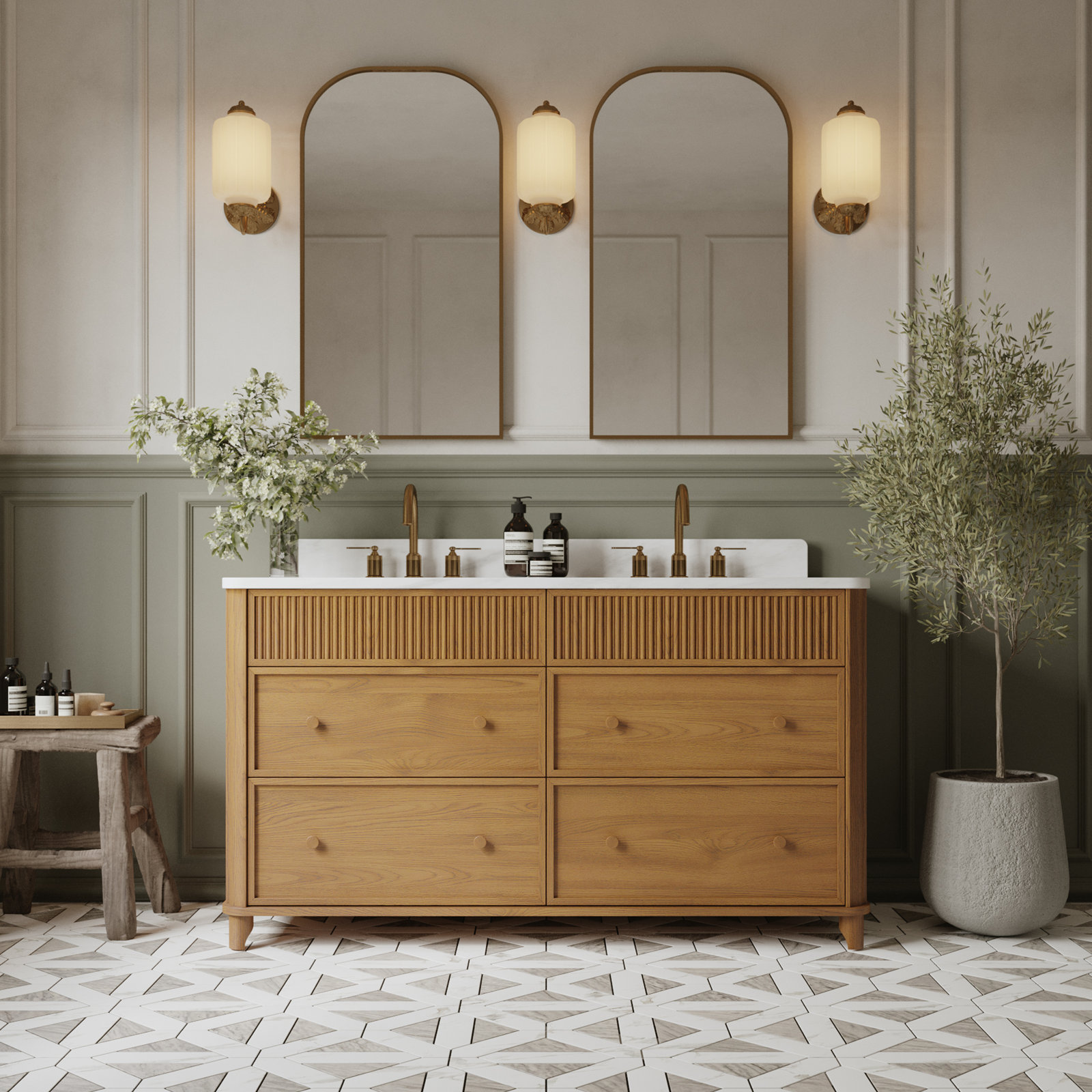 Kennedy Oak Single Bathroom Vanity, Enhanced Natural Oak, 60"