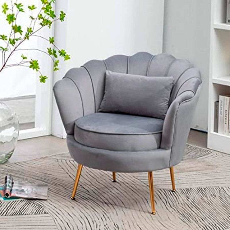 Kathryn Tufted Chair, Gray Velvet, No 