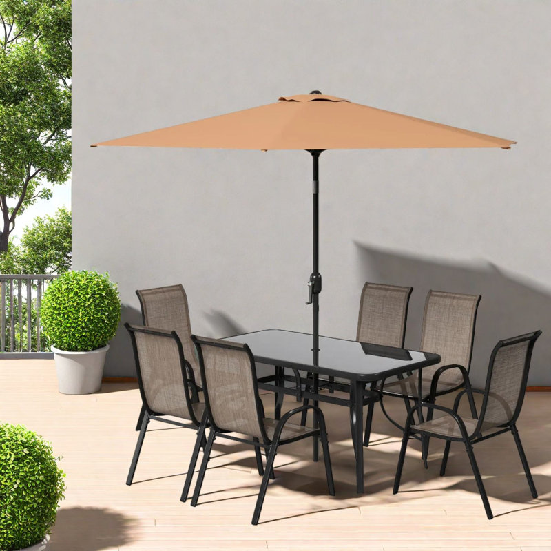 Ensembles de salle à manger de patio moderne en métal avec verre trempé, idéal pour les réceptions en famille