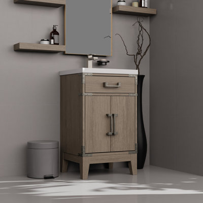 Ensemble de meuble-lavabo simple l 20 po x P 18 po, comptoir en acrylique et robinet