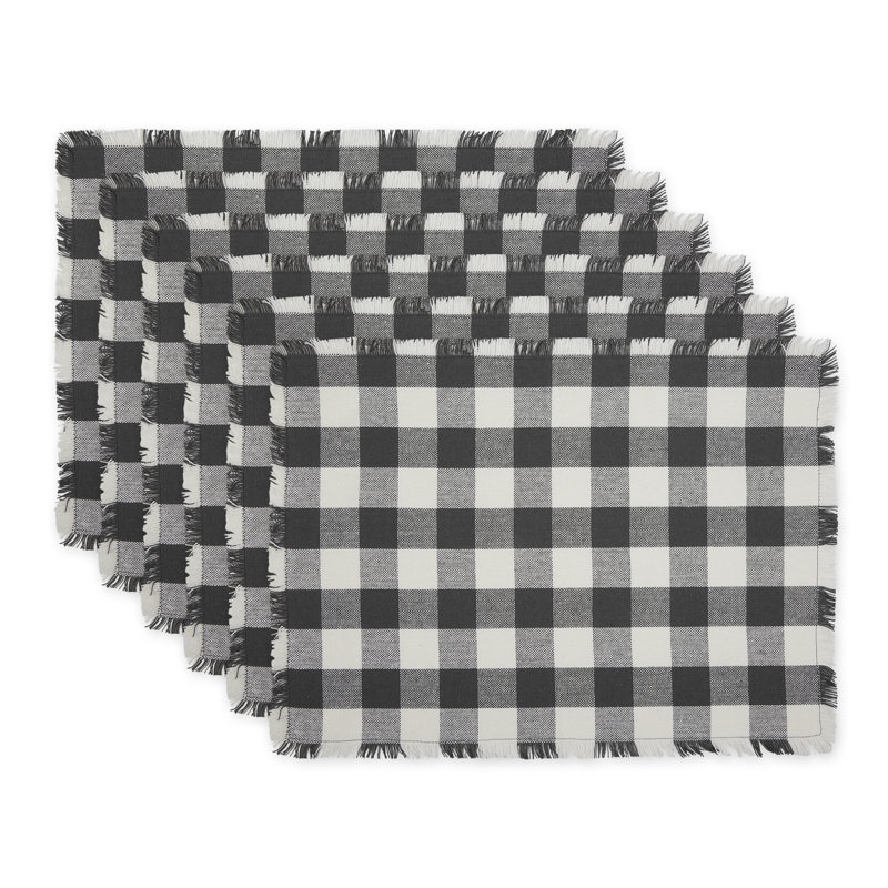 Ensemble de napperons à franges 6 pièces, Noir