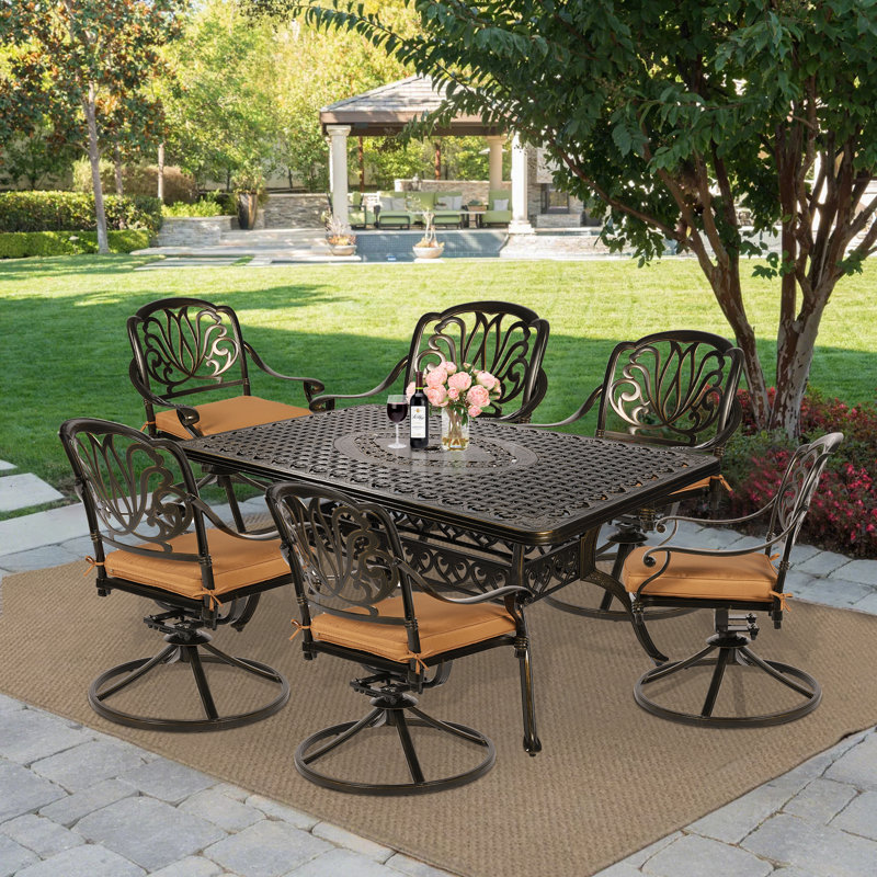 6 - Person Patio Dining Set with Rectangular Table , Cushions Included