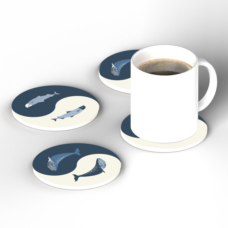 Ceramic Round 4 Piece Coaster Set