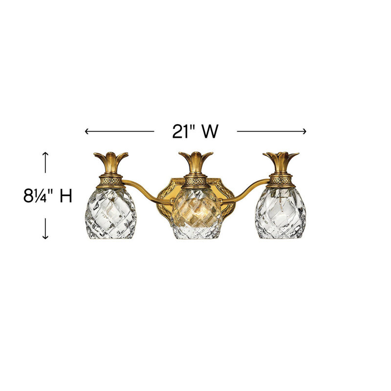 Plantation 3 Light Vanity Light, Burnished Brass