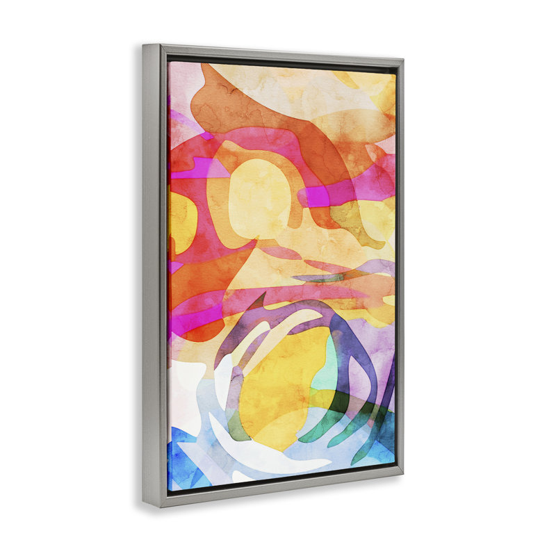  Toile flottante encadrée à formes superposées transparentes par Incado, H 31 po x l 21 po, Cadre flottant gris lustré