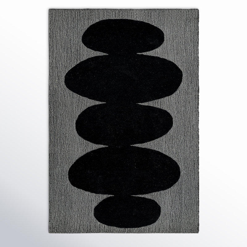 Tapis noir en laine touffeté à la main Crisey 6 Simba 2 pi x 3 pi, Rectangulaire 2 pi x 3 pi