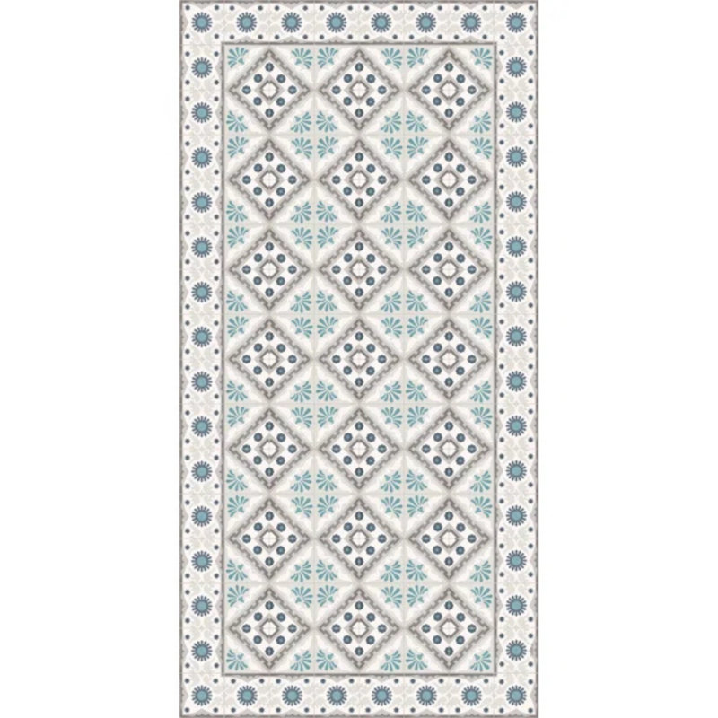 Fontana Geometric Blue  Easy to Clean Vinyl Mat, Rectangle 5' x 7'