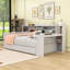 Lit de jour en bois avec lit gigogne, bureau intégré et tablettes de rangement-1256907941-1256907940