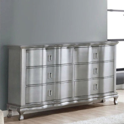 6 tiroirs Ember Glam Style 62 po Commode à finition argentée