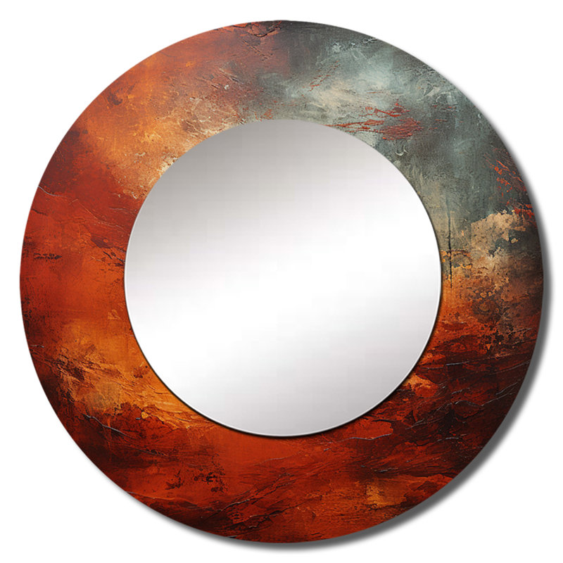 Marron Mars mystère planète I - notre grand système solaire miroir, miroir mural décoratif rouge, art imprimé en métal, Rond