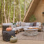 Stratton Outdoor 5-Piece Modular Patio Sectional In Beechwood With Sunbrella Cushions By Real Flame