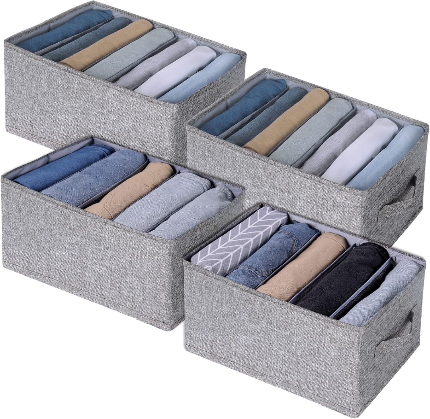 Wardrobe Boxes 3-Pack Wardrobe Organizers - 6 Grid Fabric Storage Bins For  Clothes, Jeans, Sweaters \u0026 Accessories Closet Organization System, image size:1500x1462