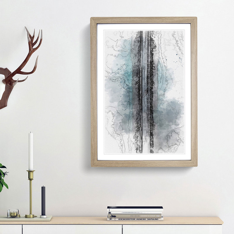 Lake Road in Abstract - Picture Frame Graphic Art Print, Oak Framed, 36cm H x 27cm W x 2cm D