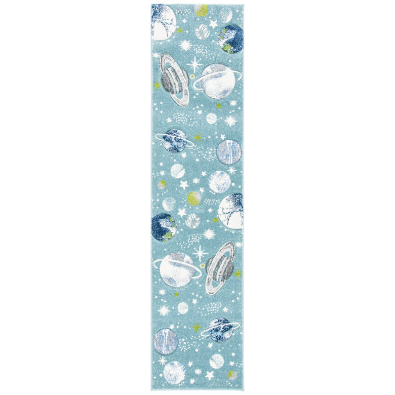 Higuera Teal/Ivory/Gray Area Rug, Runner 2' x 8'