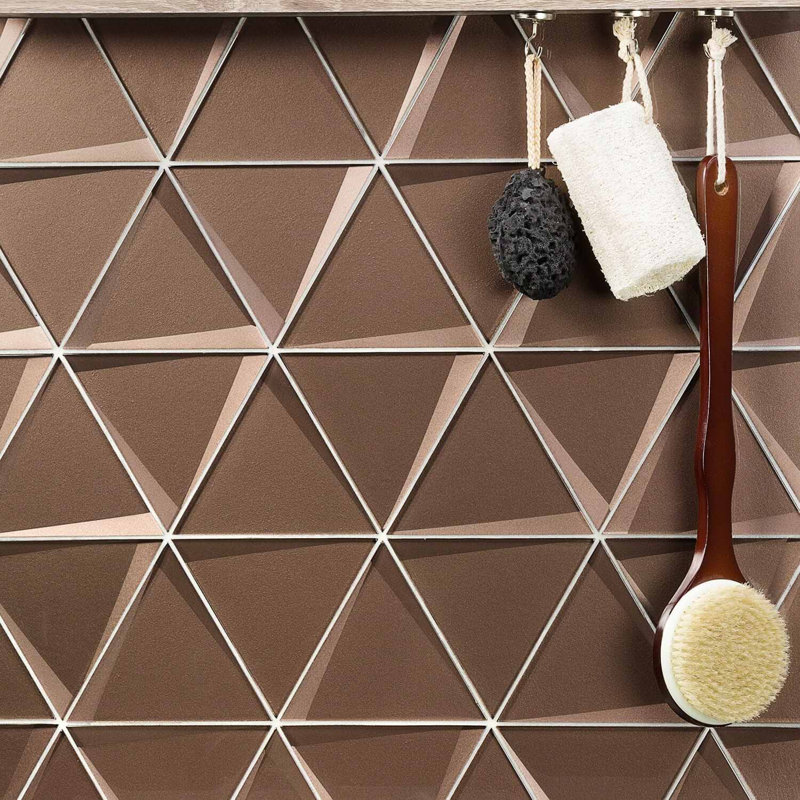 Remington 6” Triangle 3D Glass Mosaic Tile, Bronze