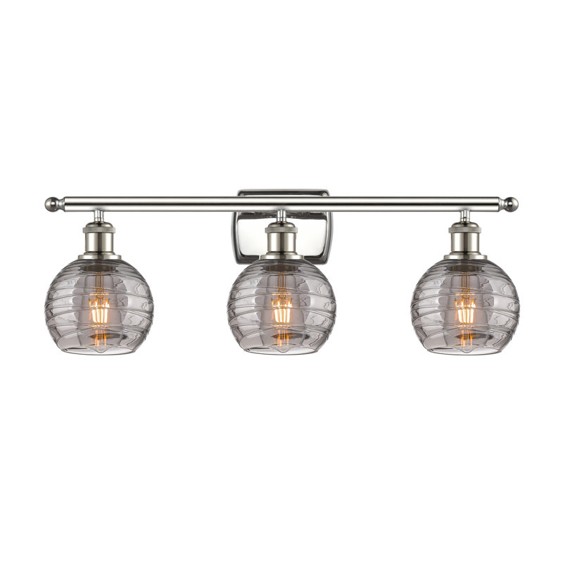 Éclairage de salle de bain à intensité variable 3 lumières Halvorson, Nickel poli, Transparent