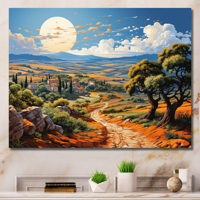 Italy Sicilian Countryside II - Landscapes Canvas Art Print, H 16 po x l 32 po x P 1 po, Toile tendue