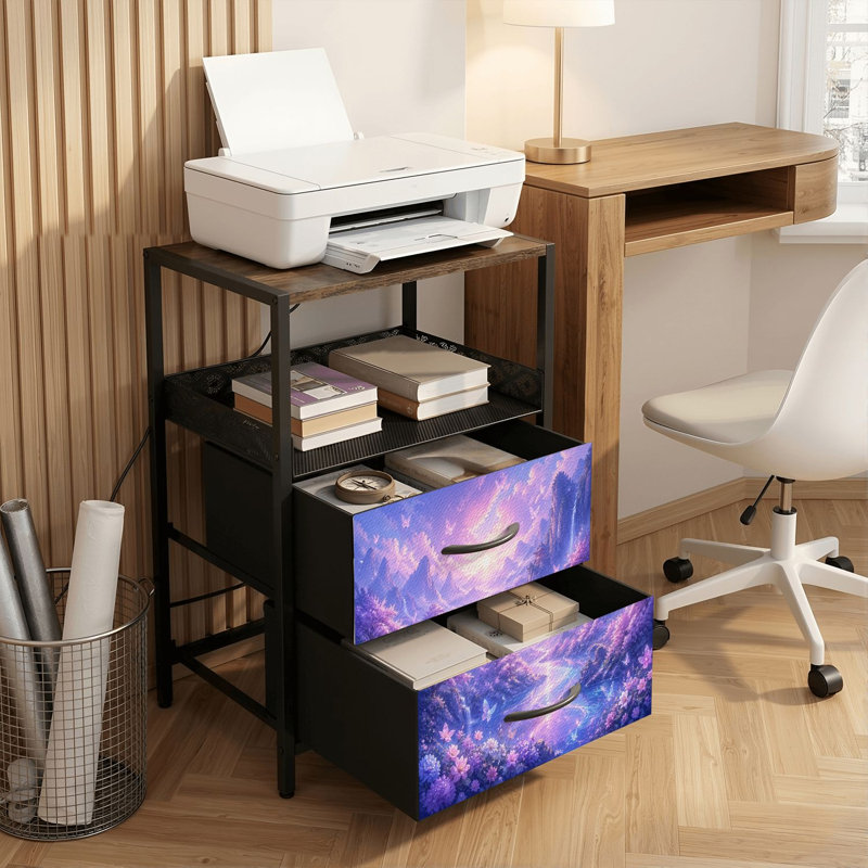 Table de chevet 2 tiroirs avec station de charge, table de chevet pour chambre avec ports USB et amp; Table de chevet noire Outlets Outlet