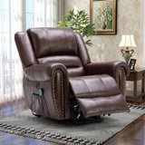 Aviahna 42.5" Wide Premium Top Faux Leather Power Lift Assist Recliner with Heating & Massage
