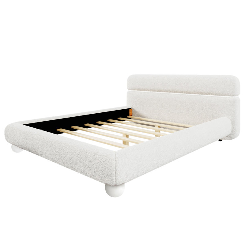 Upholstered Bed With Solid Round Legs