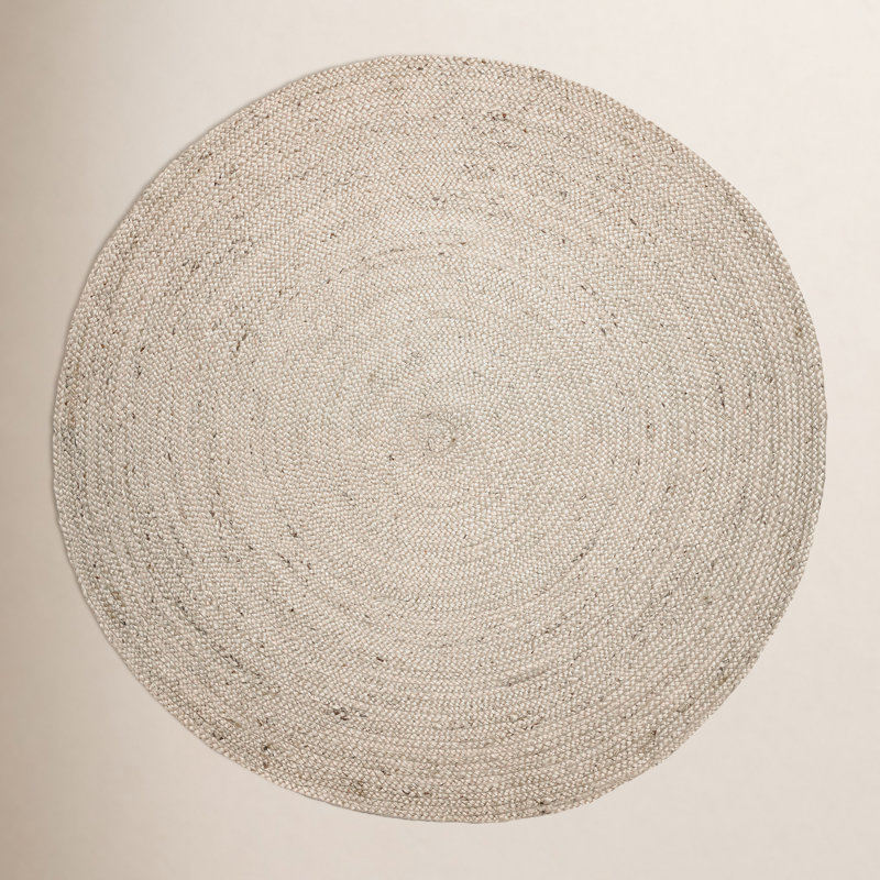 Tapis ivoire en jute tissé à la main Gage, Rond 4 pi