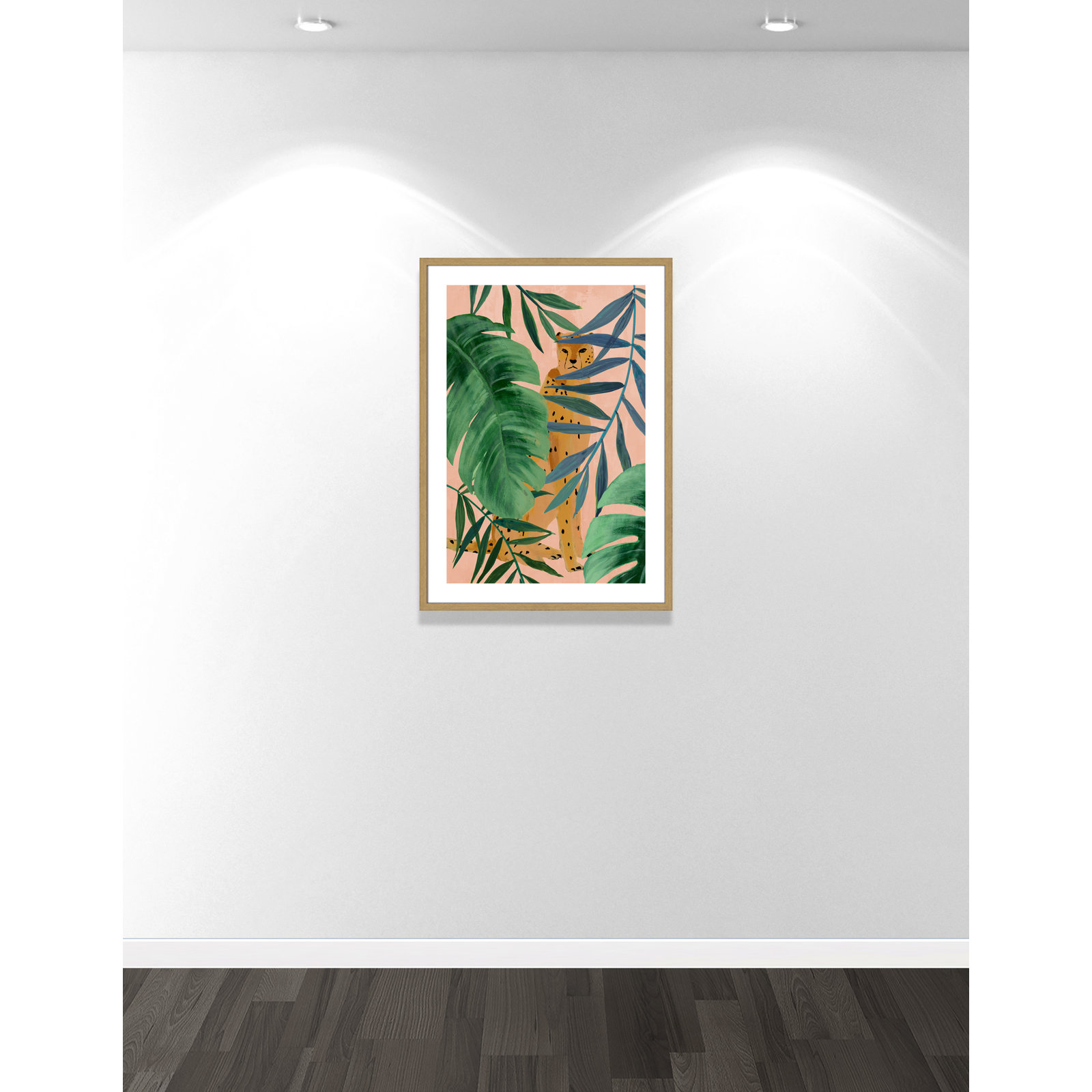 Allie "Silent Jungle" Painting by Isabelle Z, 35.5" H x 25.5" W x 0.75" D, Beige Wood Framed Paper