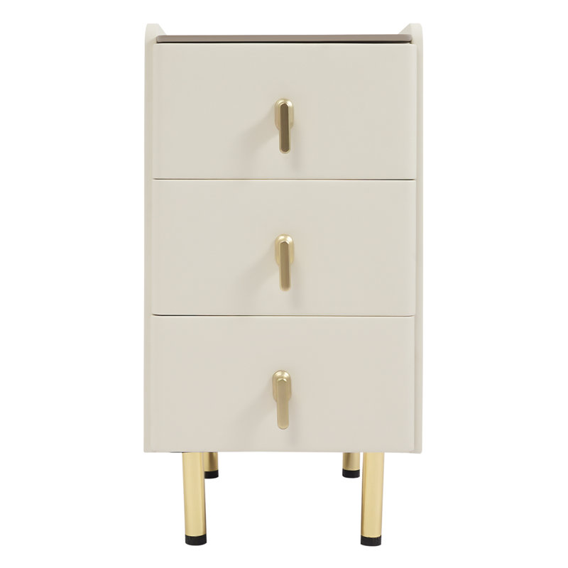 3 Drawers 23x15.7x11.8" Nightstand, White