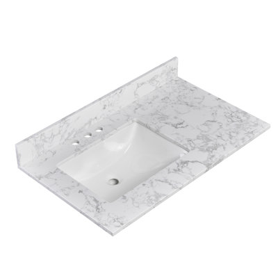 36'' Engineered Stone Single Bathroom Vanity Top with Sink – For Vanity Replacement, No Cabinet