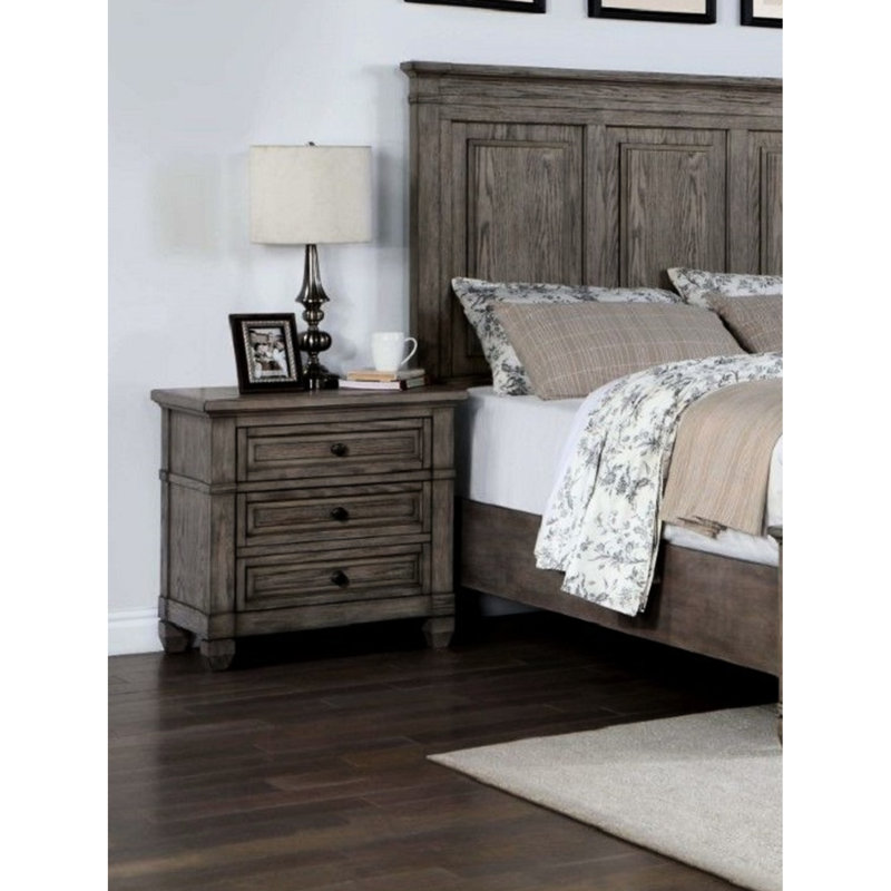Table de chevet 3 tons gris chaud chaleureux