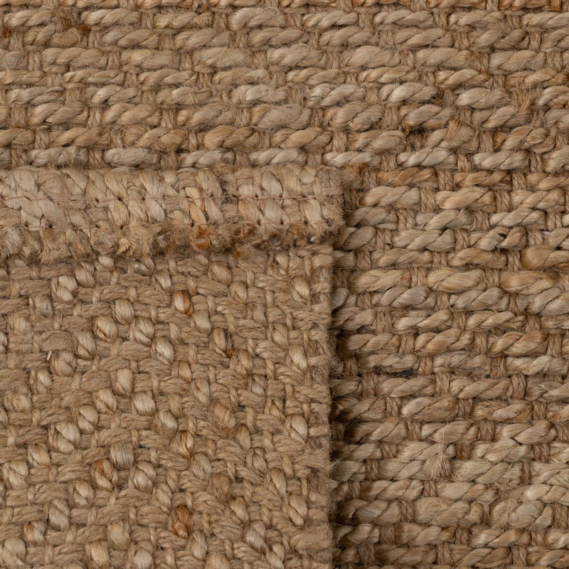 Jaidyn Solid Colour Jute / Sisal Machine Braided Area Rug, Rectangle 80 x 150cm