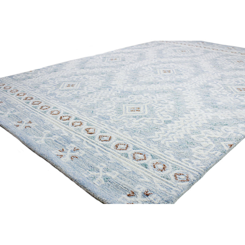 Wool Geometric Indoor Rug, Rectangle 5' x 7'6"