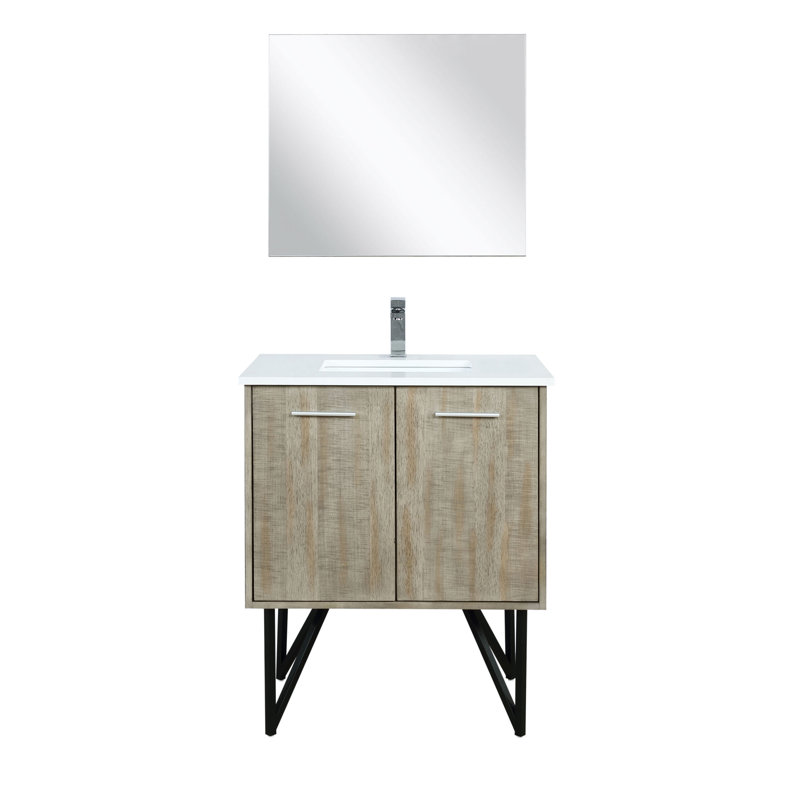 Lancy 30 in W x 20 in D Single Bath Vanity Mirror and Faucet Set, White Cultured Marble