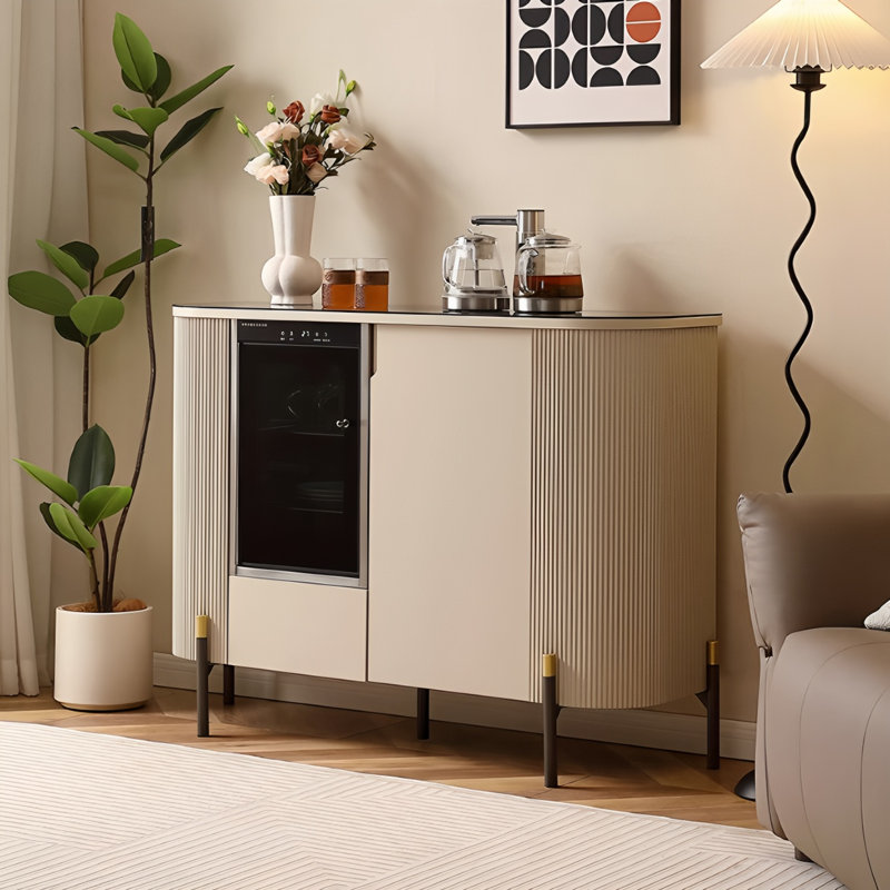 Buffet en bois massif 45,67 po crème pour un usage domestique