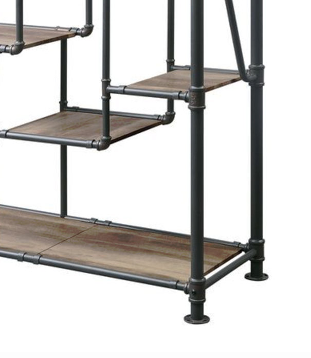 Unité de rangement à 8 tablettes de style industriel: cadres en métal robustes, conception KD peu encombrante avec détails en bois