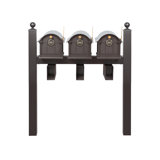 Balmoral Triple Mount Mailbox /w/ Ball Finials, Personalized Door Medallion, Newspaper Box (3 Mailboxes, Tri-Mount Rack, 3 Newspaper Boxes, 3 Medallions)