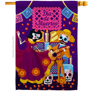 Sahrad Double Sided 40'' H x 28'' W Polyester Day Of The Dead House Flag